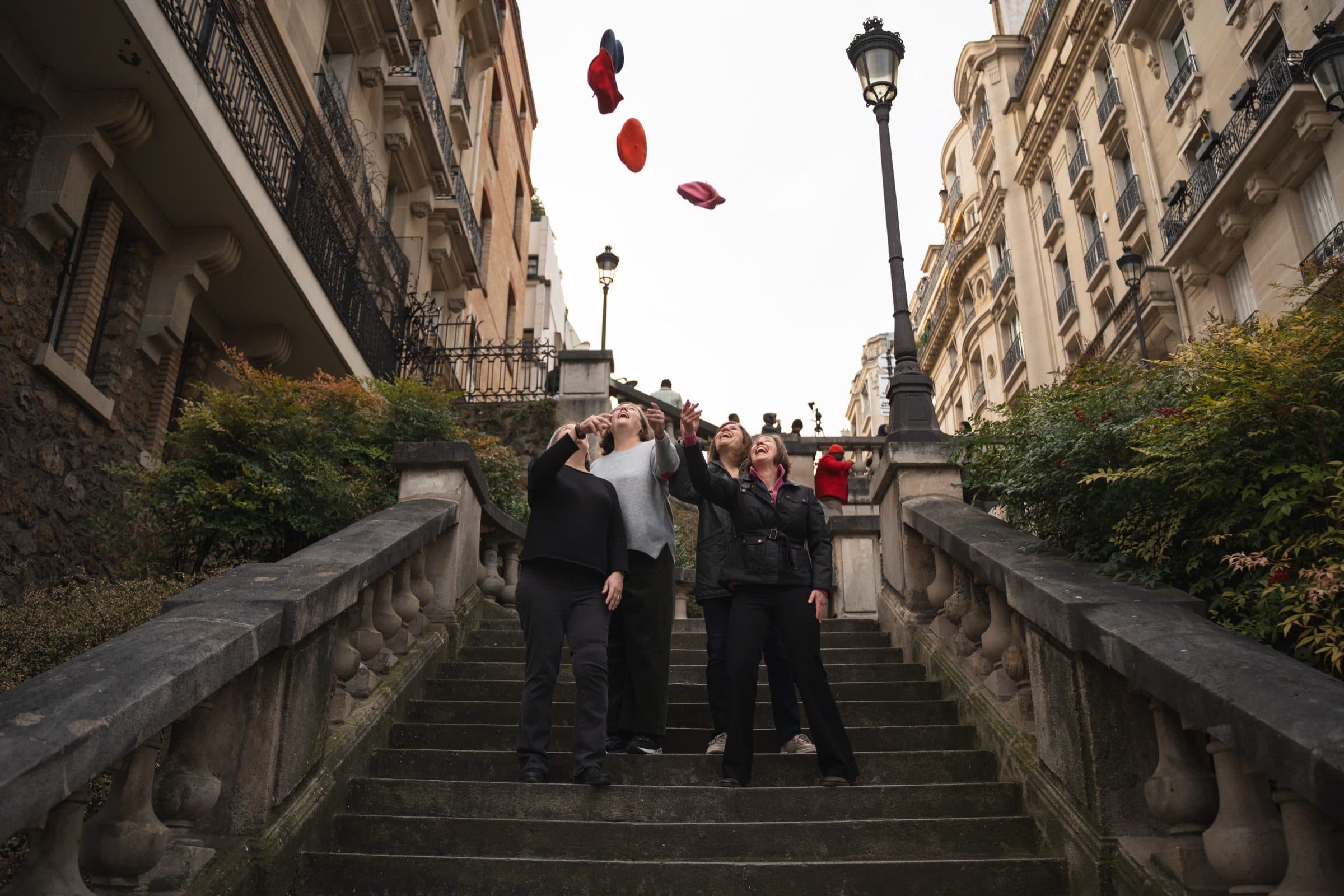 A family photographed at golden hour, on Avenue de Camoëns