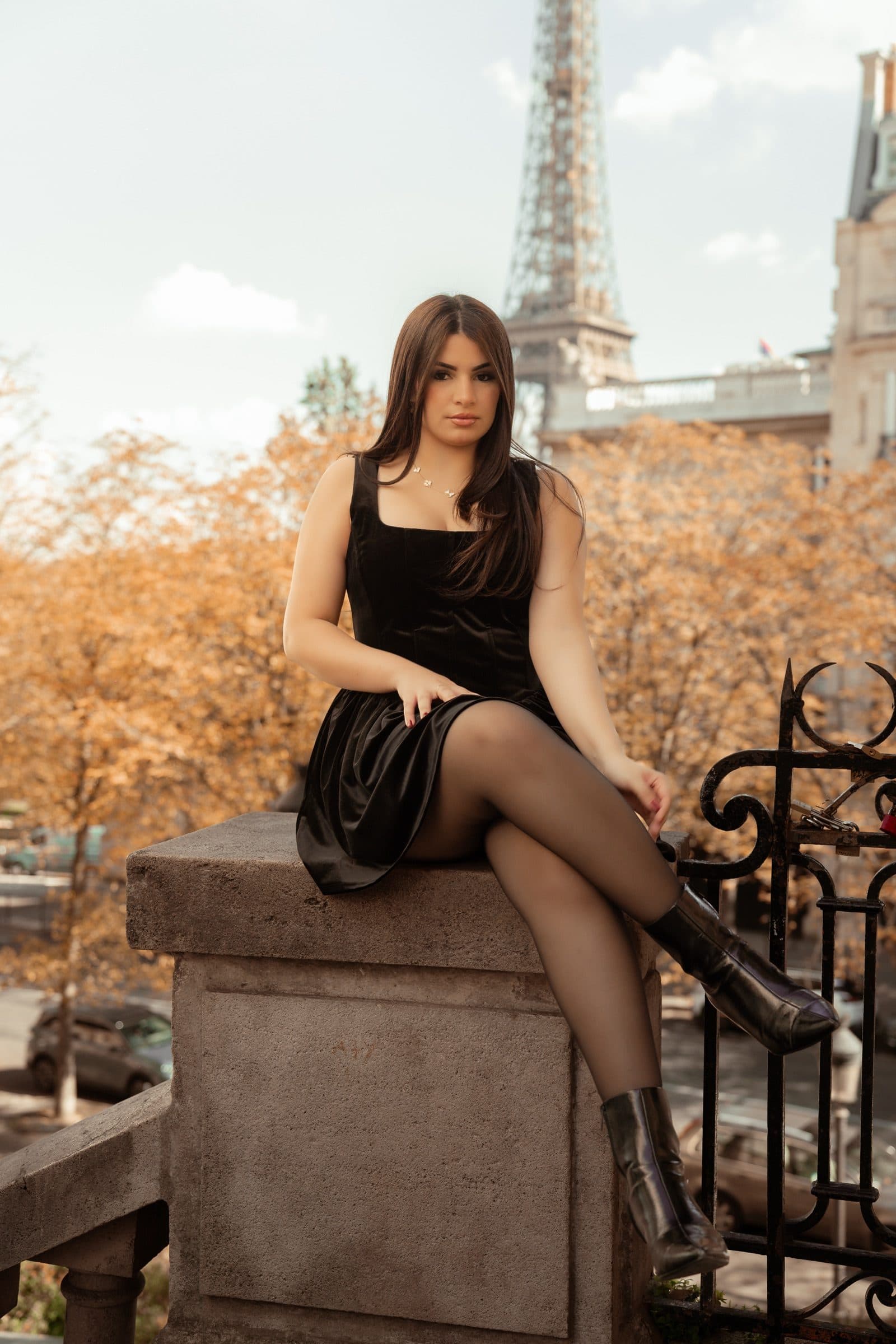 A solo traveller photographed at sunrise, on Avenue de Camoëns