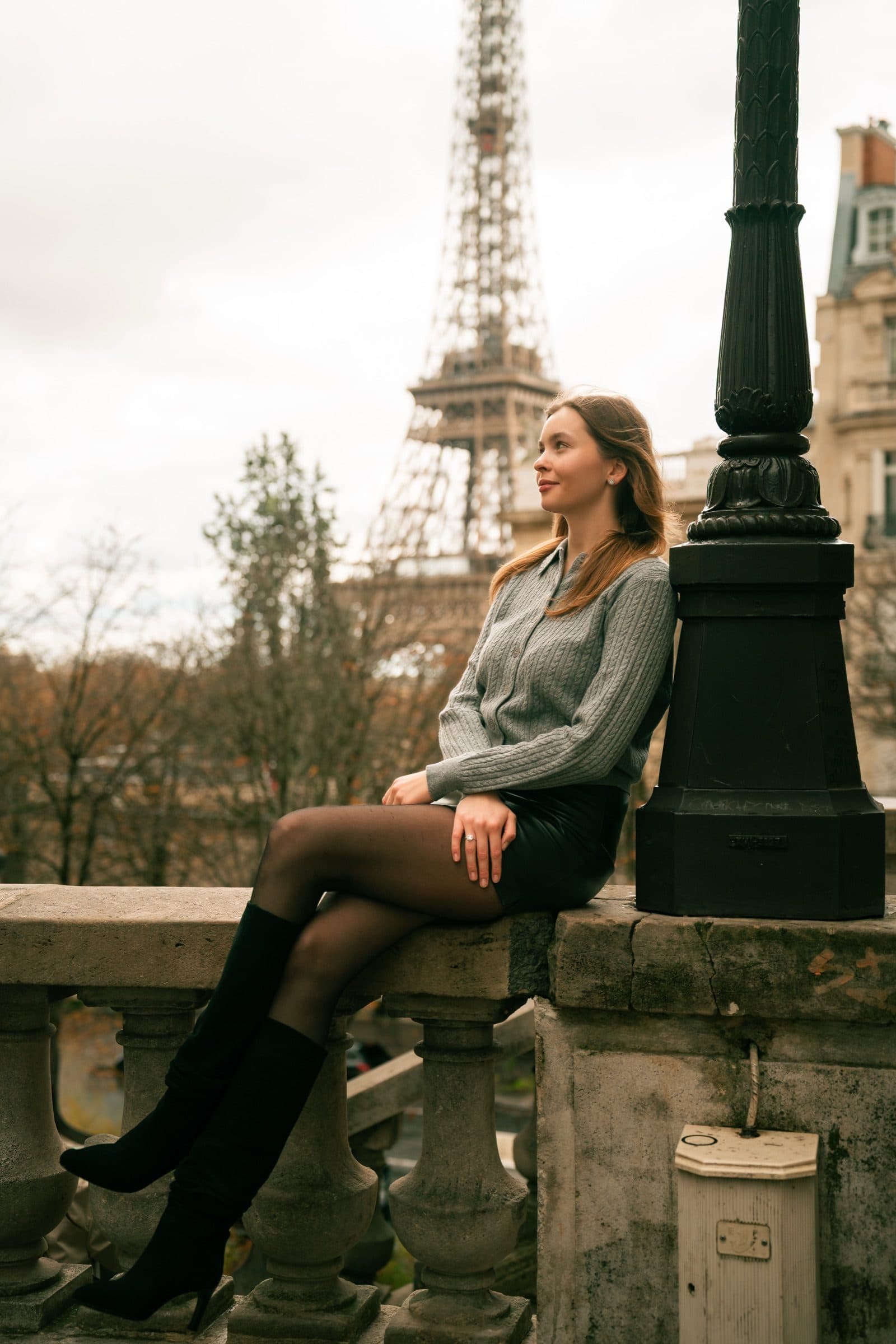 A solo traveller photographed at sunrise, on Avenue de Camoëns