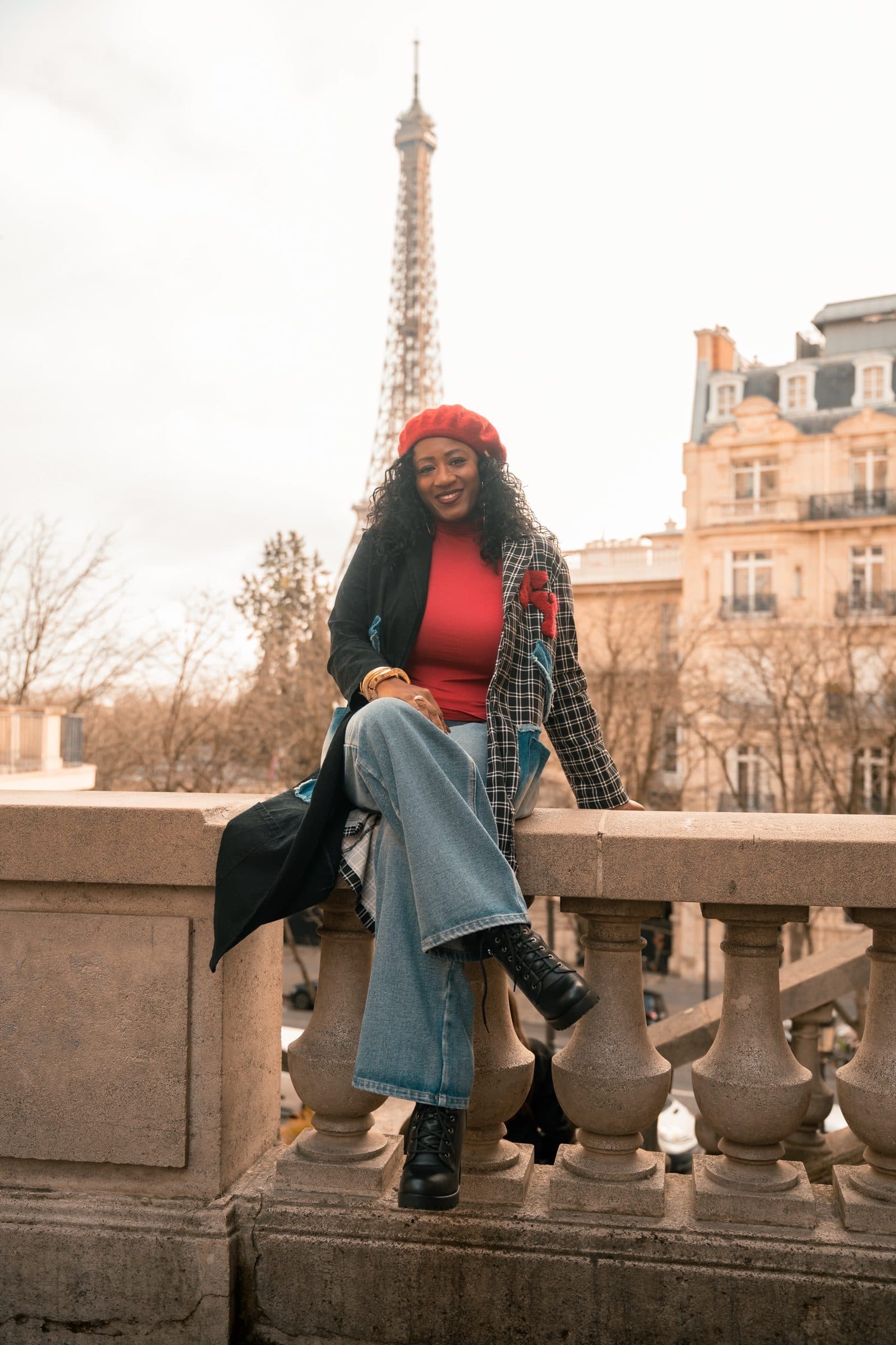 A solo traveller photographed at sunrise, on Avenue de Camoëns